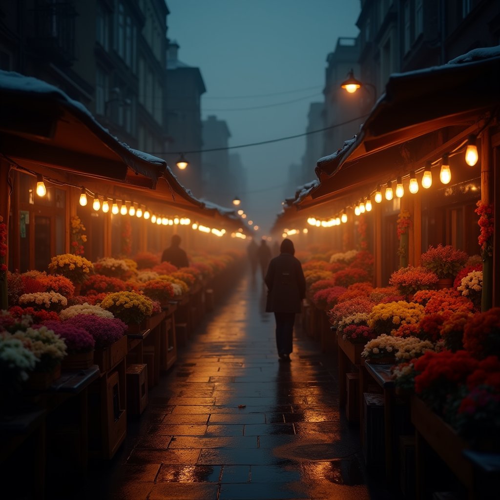 Lanterns over Wet Petals - Economy AI stock