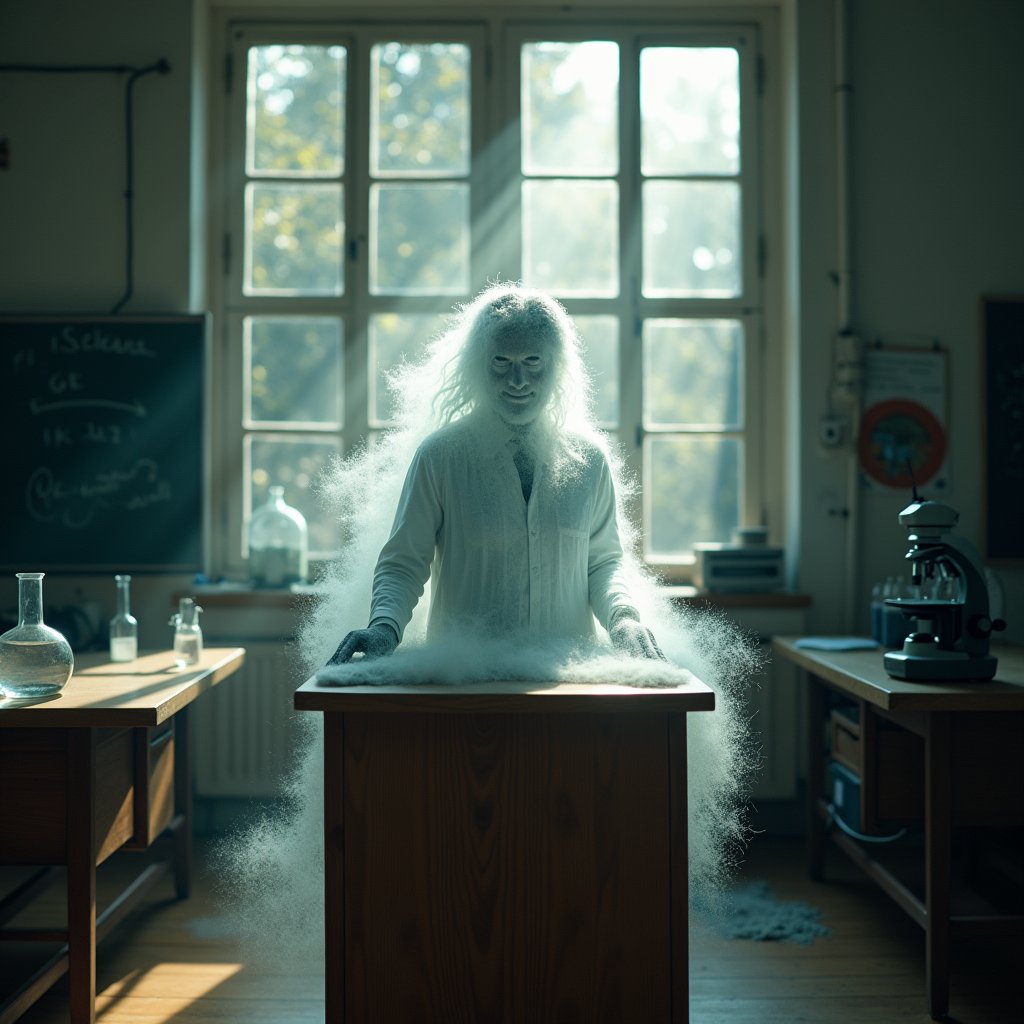 Chalk Ghost Above the Beakers