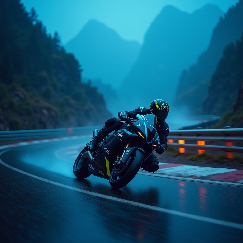 Knee Down in Neon Fog - Extreme Sports AI stock