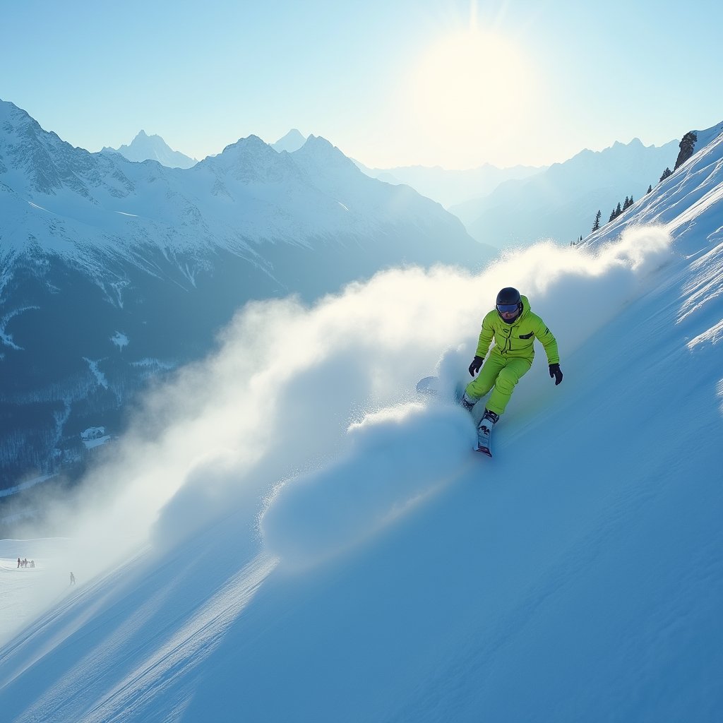 Neon Wings Over Alpine Powder - Extreme Sports AI stock