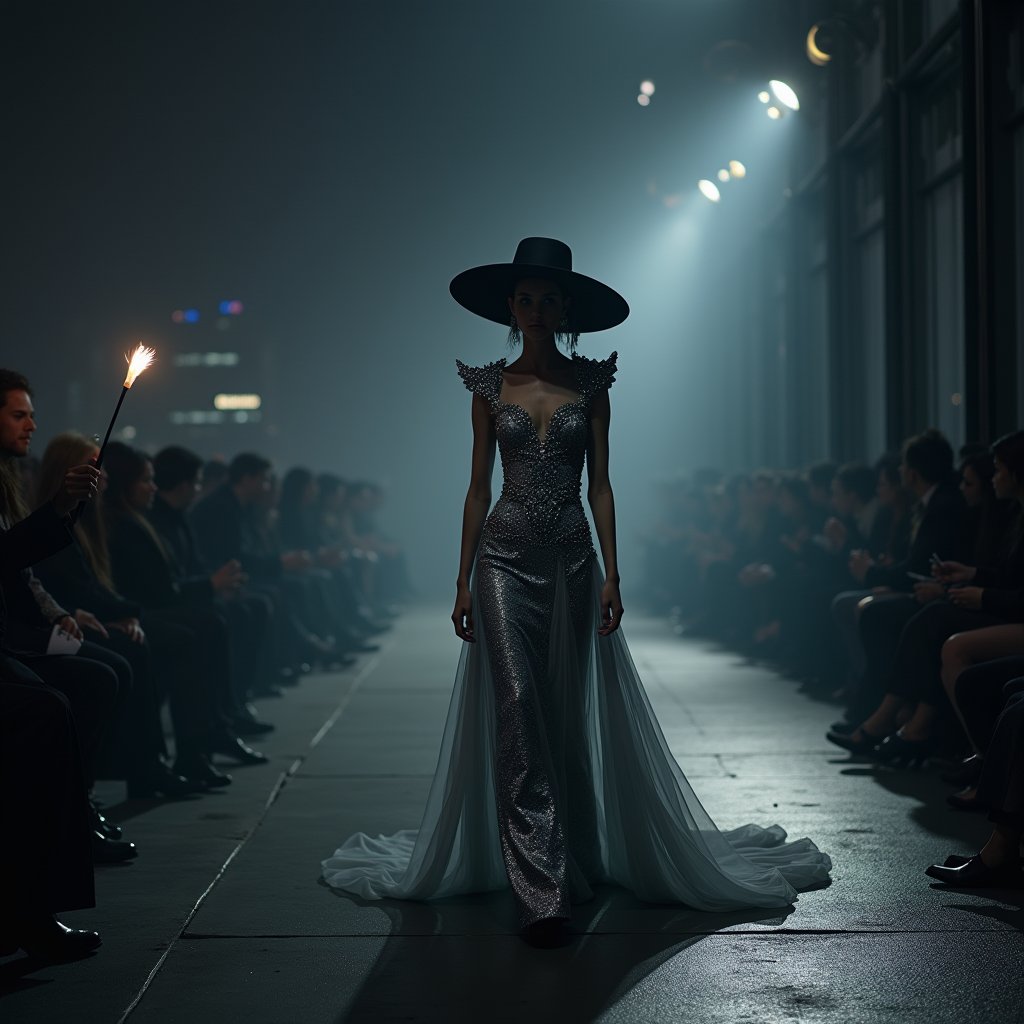 Silver Torchlight Runway - Fashion & Beauty AI stock