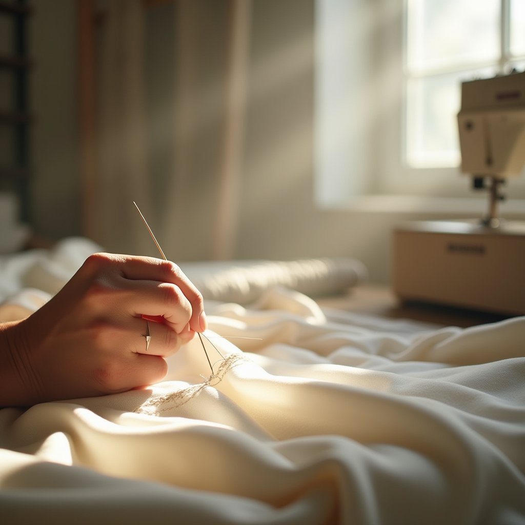 Silk Stitch in Sunlight - Fashion & Beauty AI stock