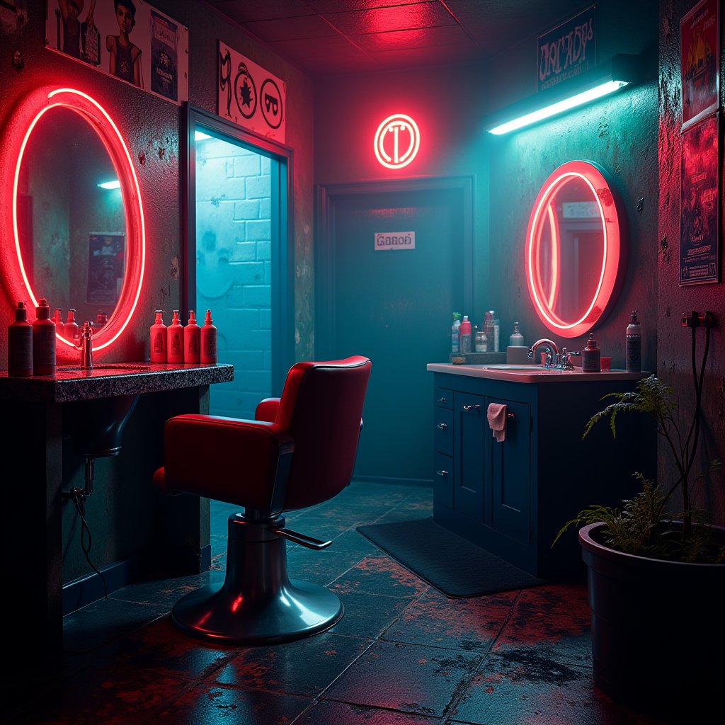 Neon Dye on Graffiti Tile - Fashion & Beauty AI stock