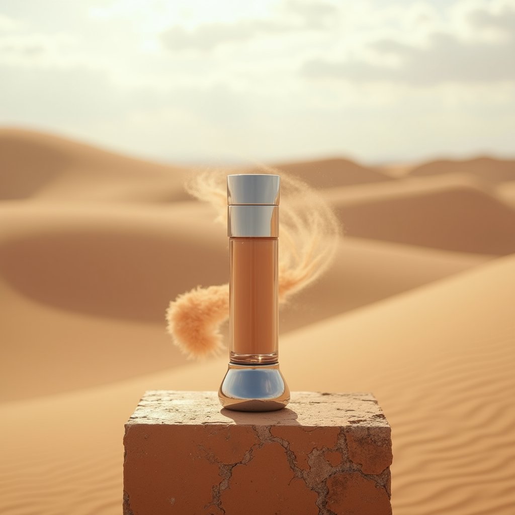 Amber Vortex on Desert Plinth - Fashion & Beauty AI stock