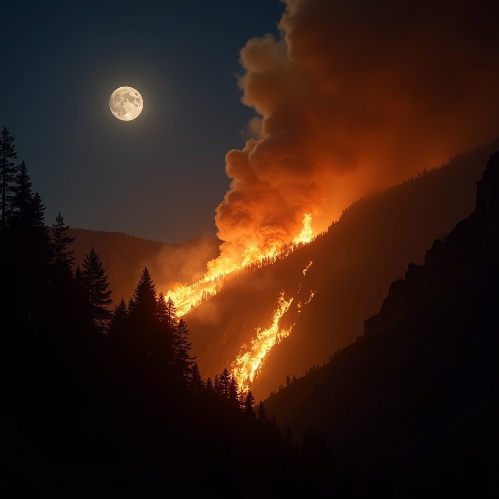 Midnight Inferno Ridge - Fire & Explosions AI stock