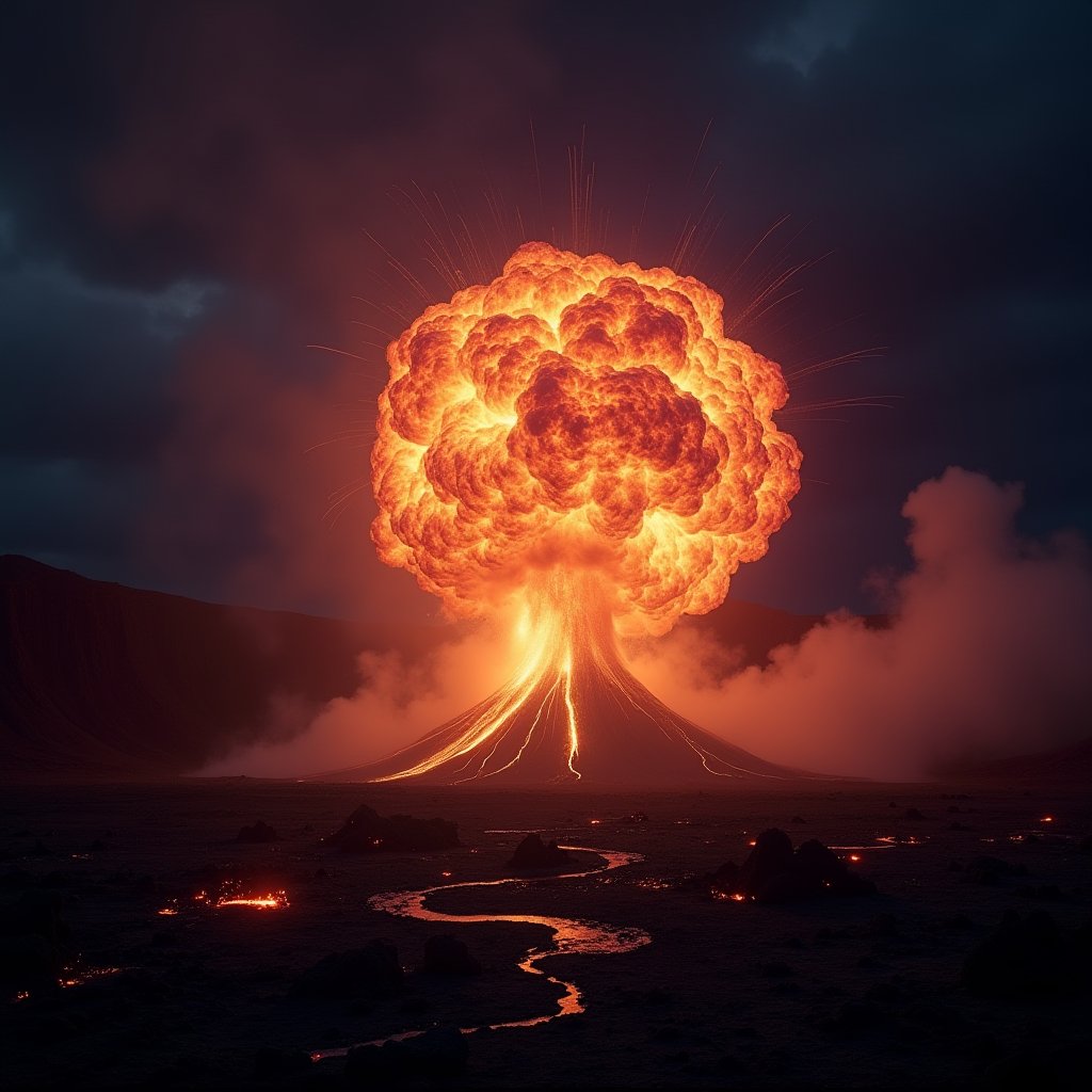 Fireball Over Magma Fields - Fire & Explosions AI stock