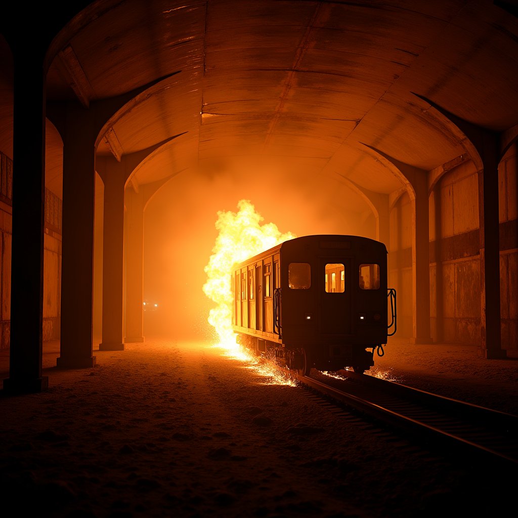 Ember Bloom in Tunnel Dark - Fire & Explosions AI stock