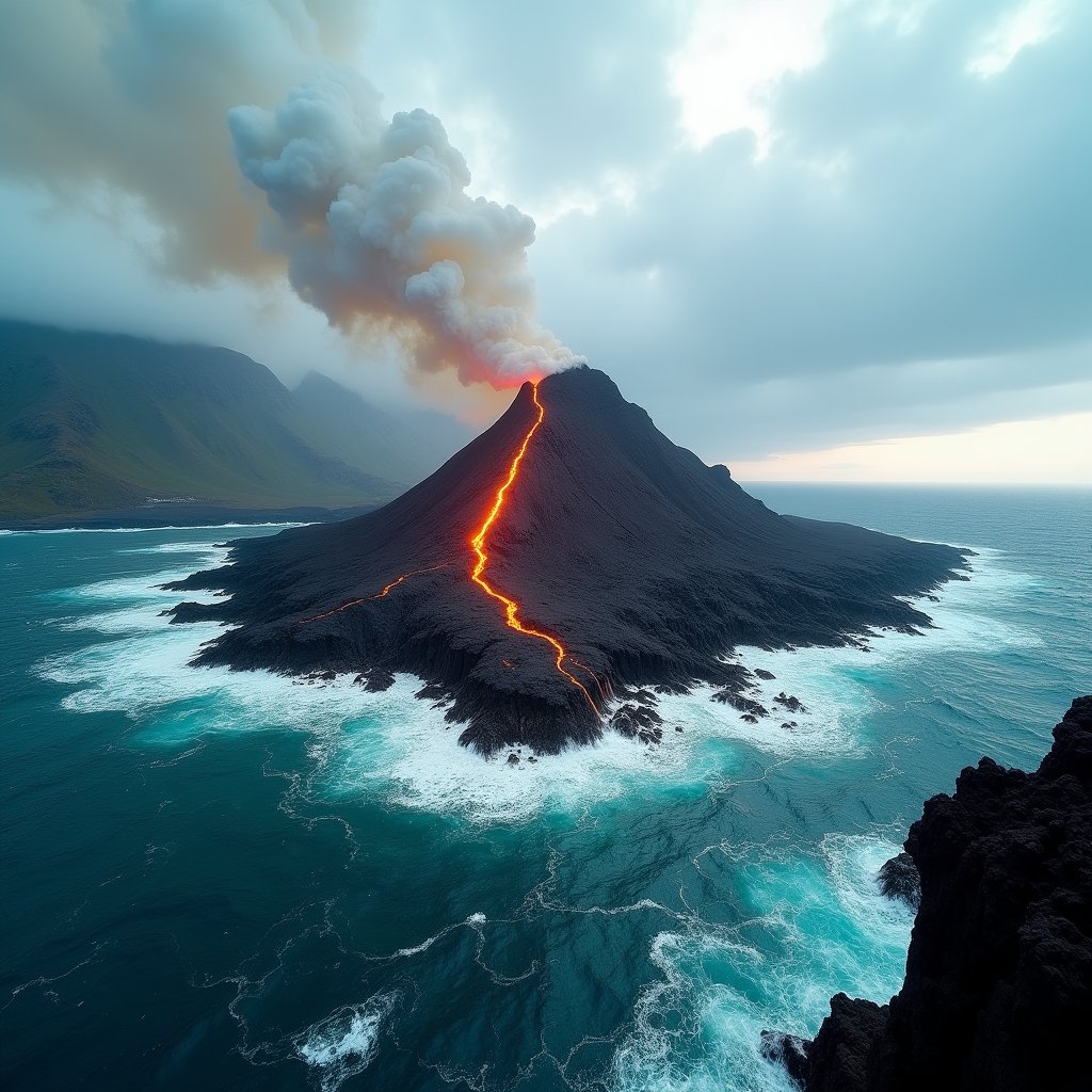 Birth of a Fiery Isle - Fire & Water AI stock