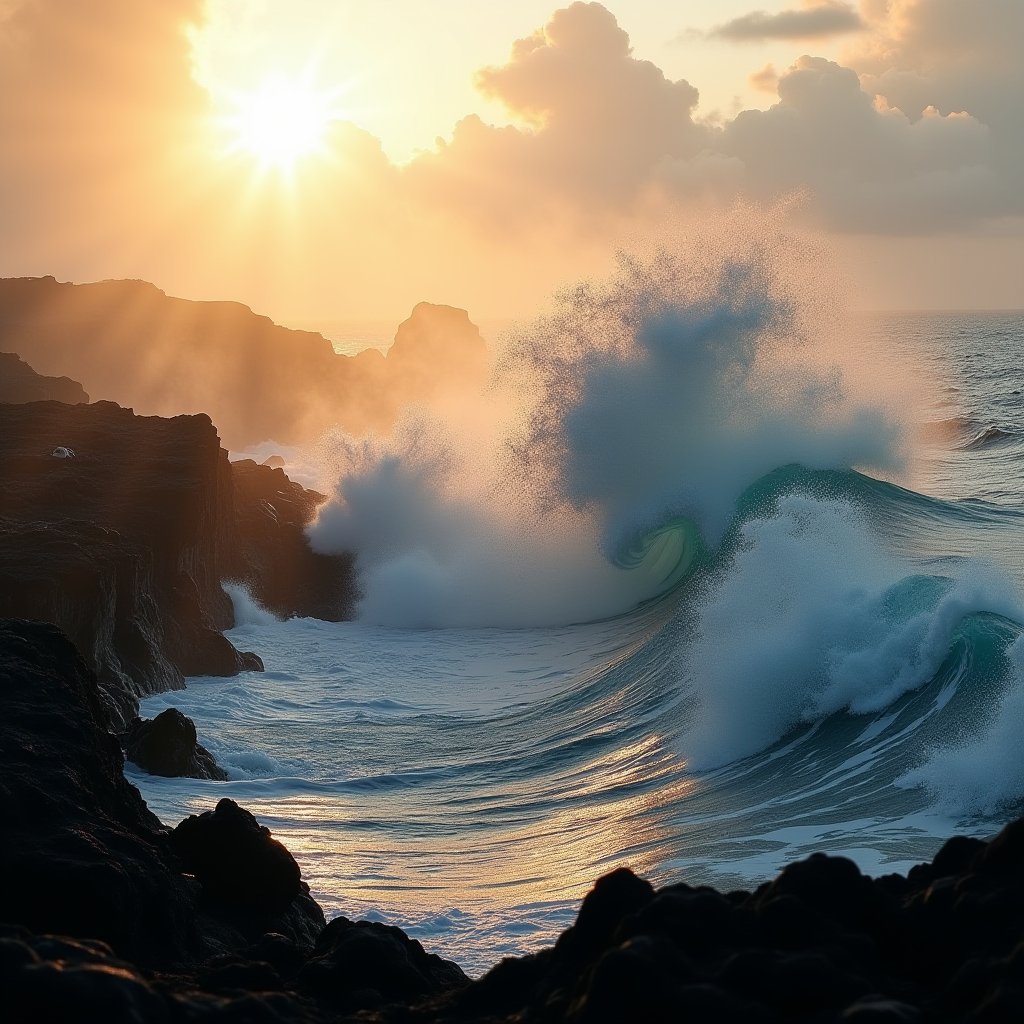 Volcanic Fury Meets Ocean's Wrath - Fire & Water AI stock