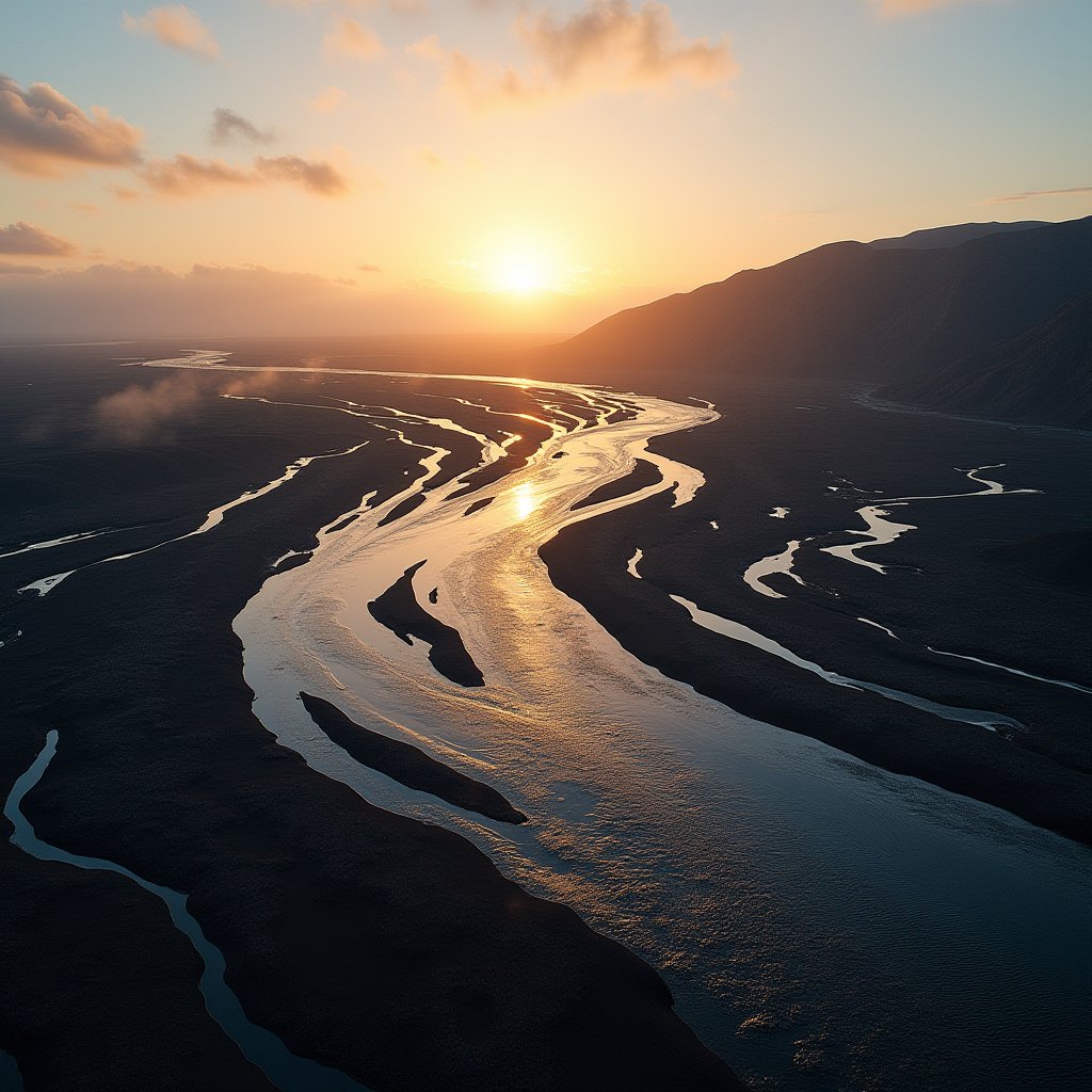 Braided Waters on Basalt - Fire & Water AI stock