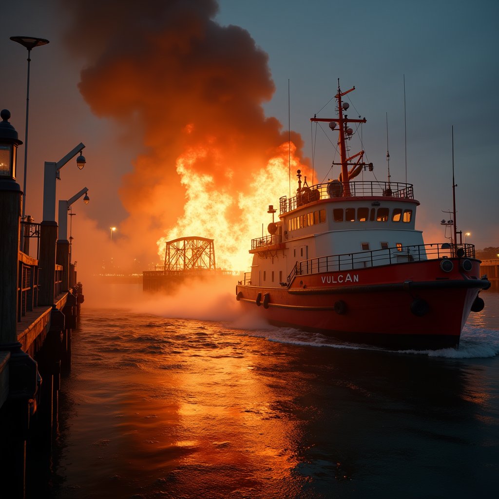 Vulcan vs. the Boardwalk Inferno - Fire & Water AI stock