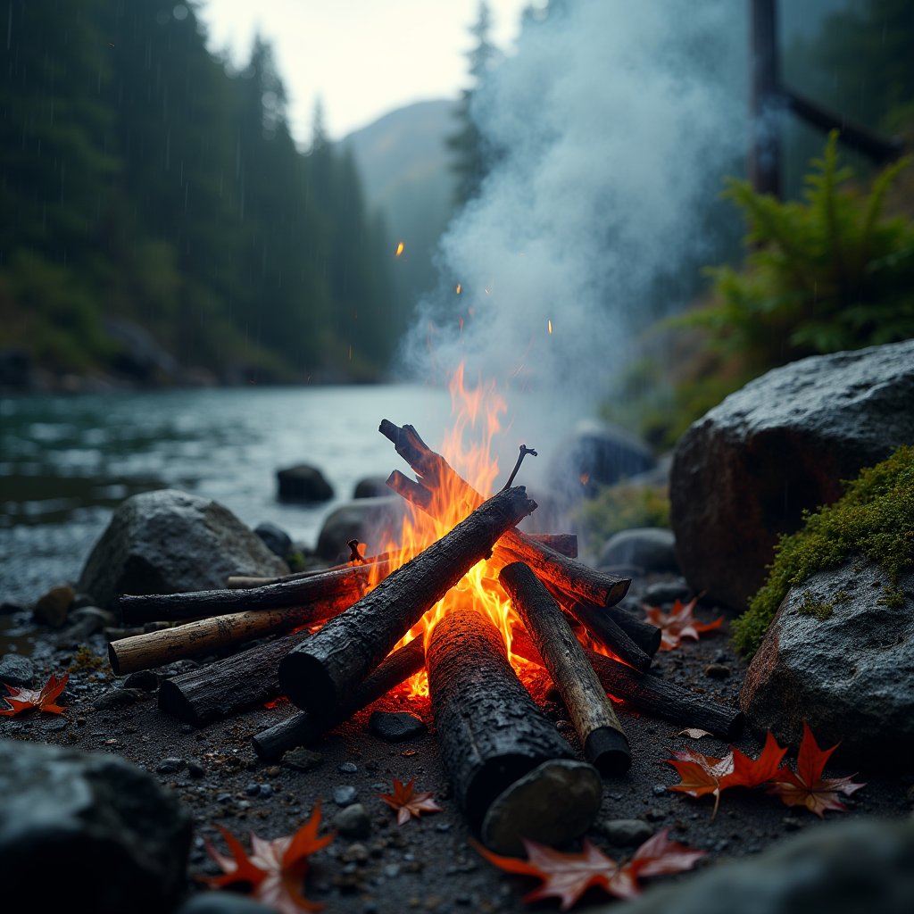 Autumn Rain Drowns Embers - Fire & Water AI stock