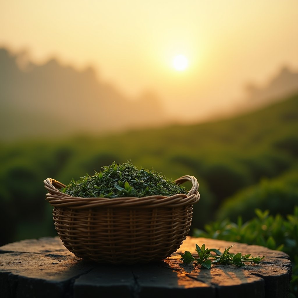 Dew on Emerald Tea Leaves - Food AI stock