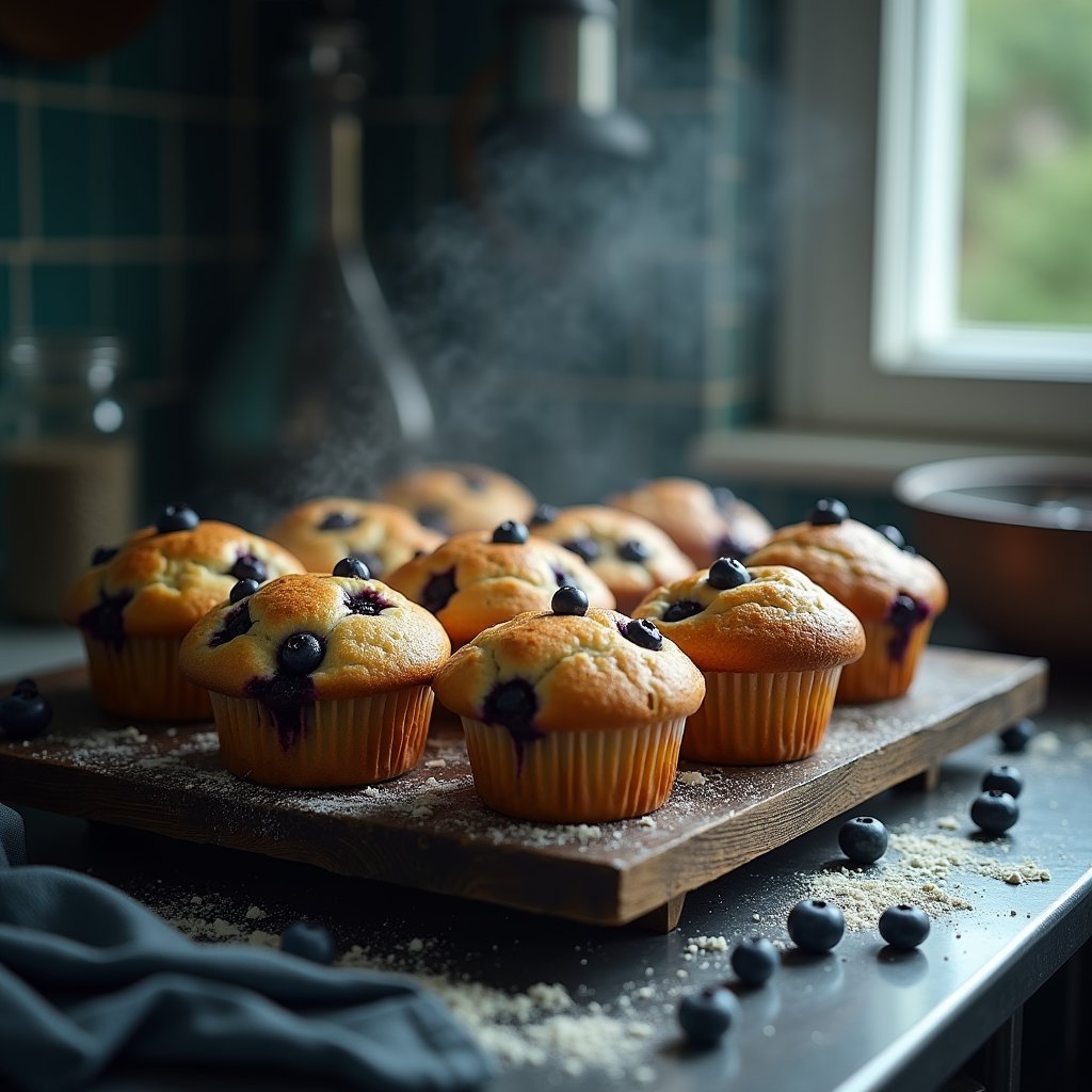 Steam Over Blueberry Muffins - Food AI stock