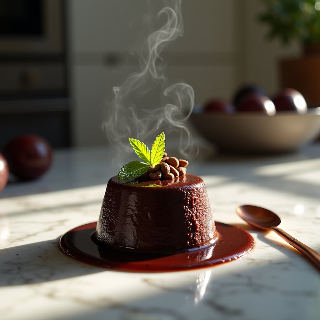 Velvet Sapote Pudding with Honey Drizzle