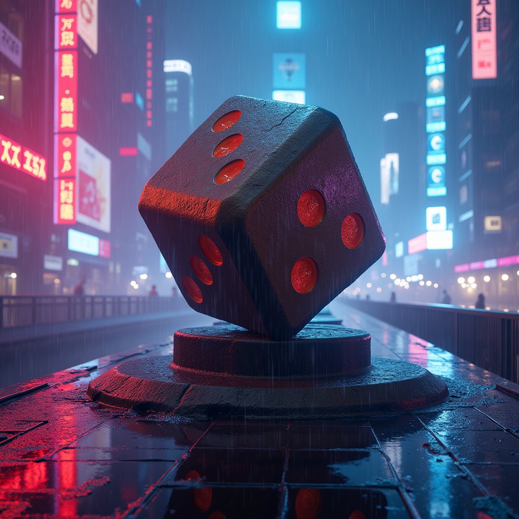 Crimson Pips Over Neon Chasm - Games AI stock