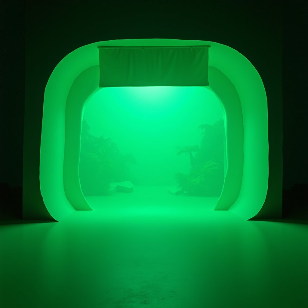 Virtual Horizon in Green - Green Screen AI stock