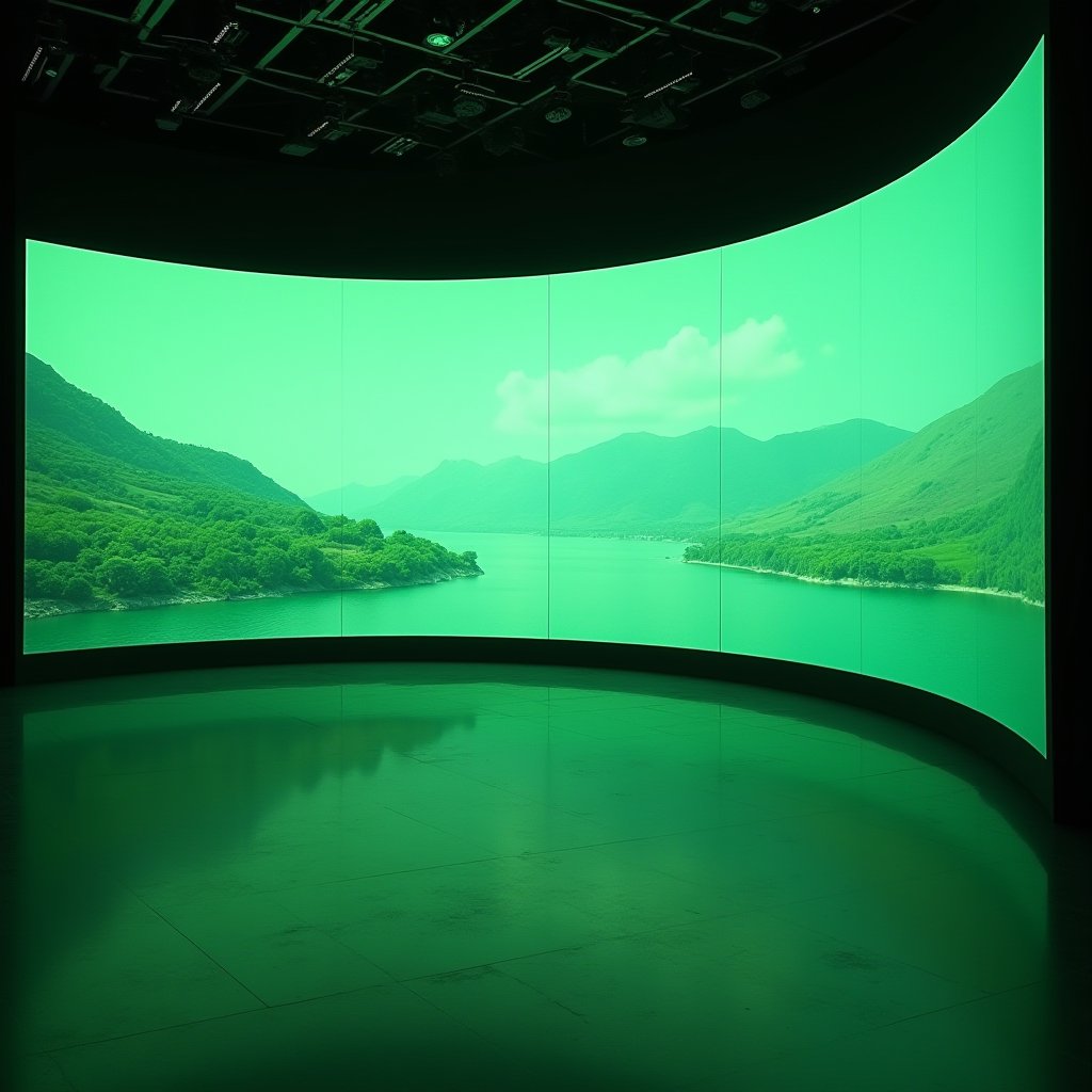 Virtual Production LED Volume - Green Screen AI stock