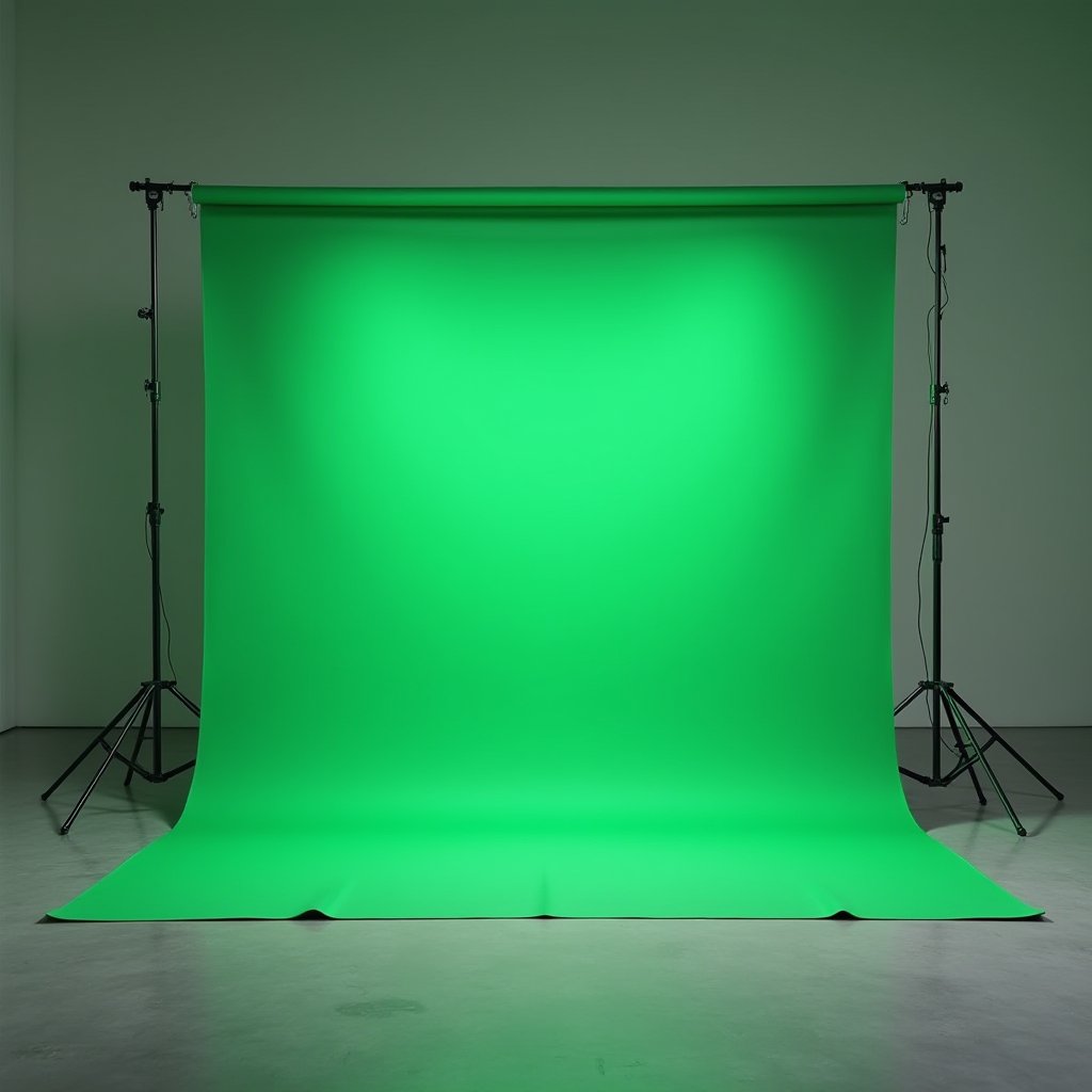 Chroma Key Field Standing - Green Screen AI stock