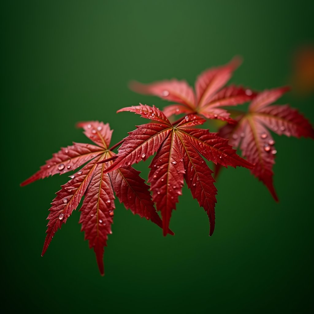 Raindrops Tremble on Crimson Maple - Green Screen AI stock