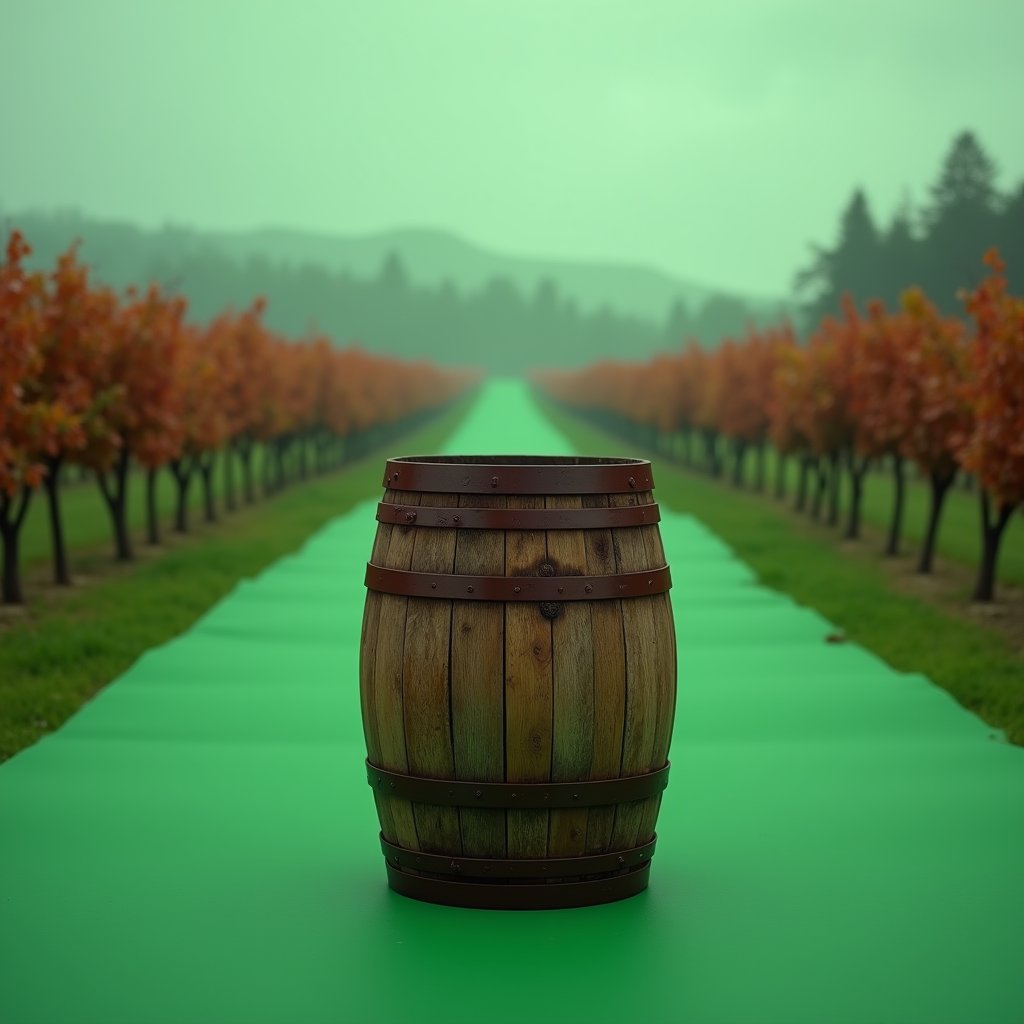 Oak Barrel on Green Void - Green Screen AI stock