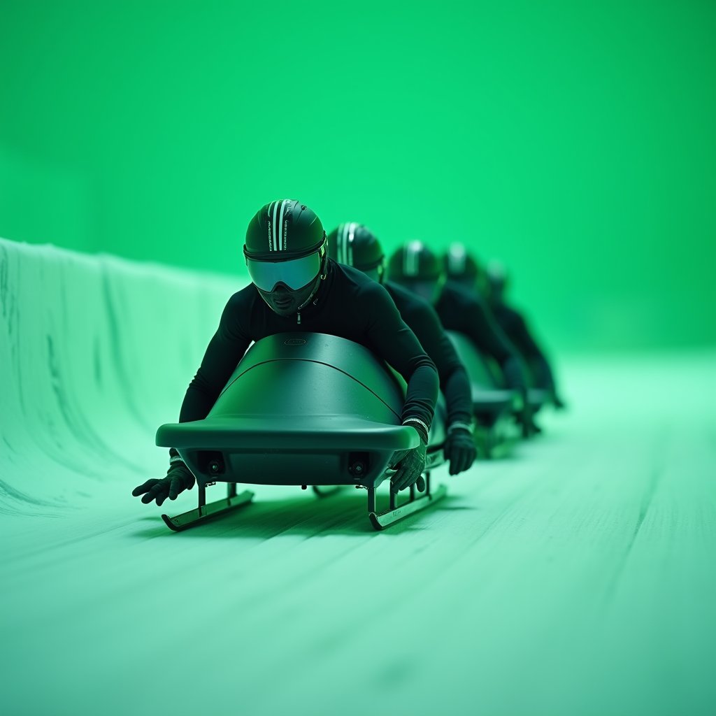 Bobsled Team on Chroma Green - Green Screen AI stock