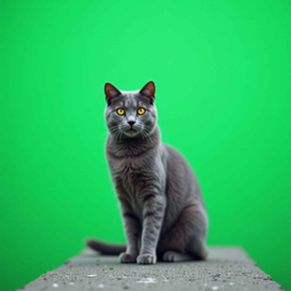 Tabby on Green Ledge - Green Screen AI stock