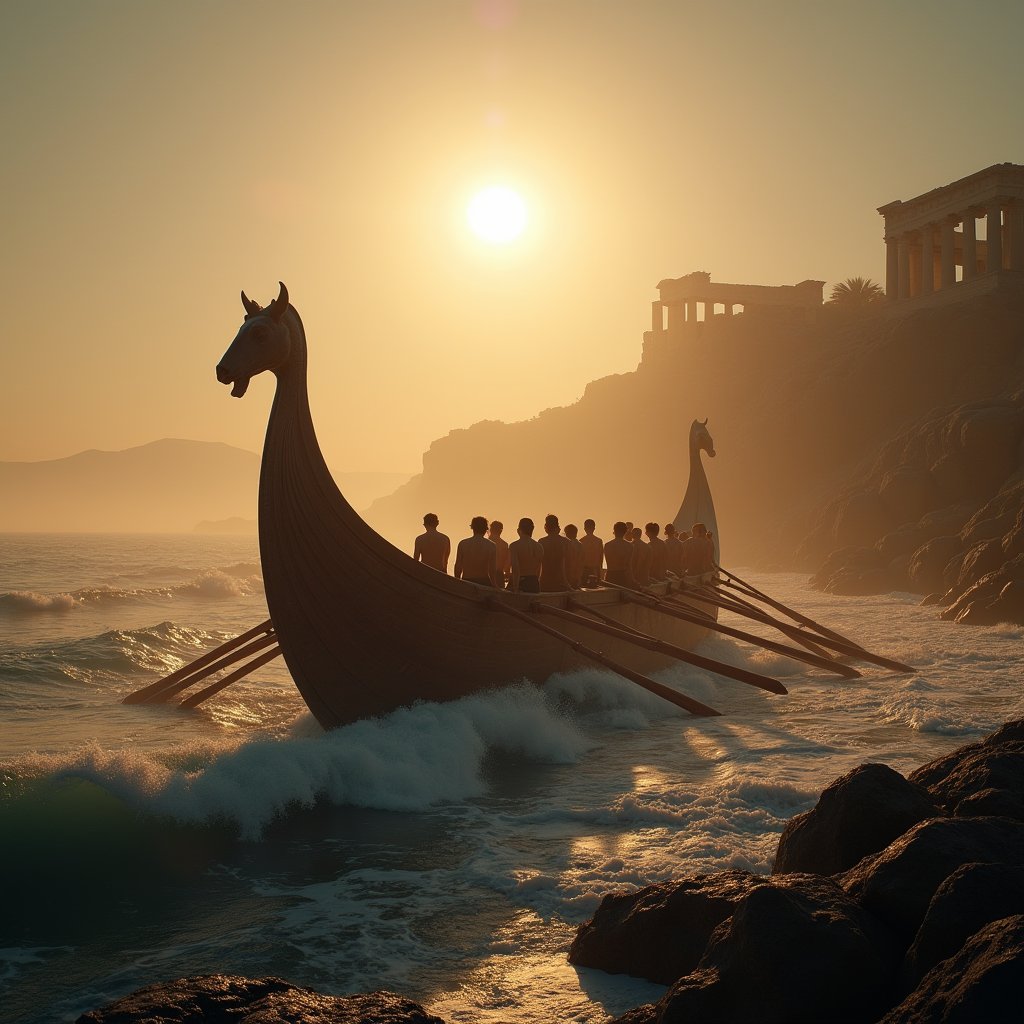 Trireme at Dawn's Edge - History AI stock