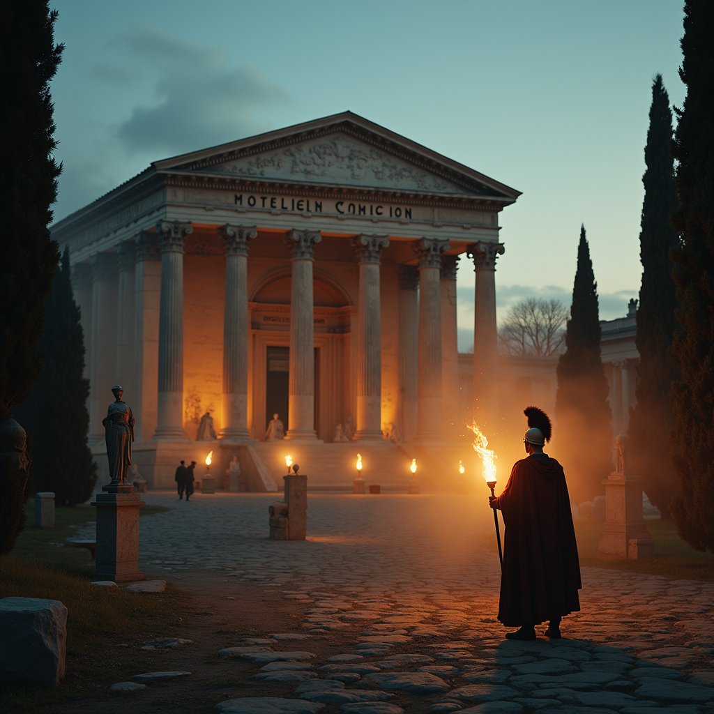 Torchlight Over Roman Forum - History AI stock