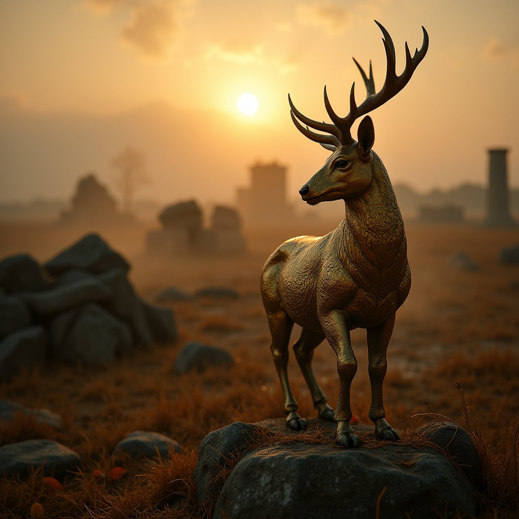 Scythian Gold Stag at Dawn - History AI stock