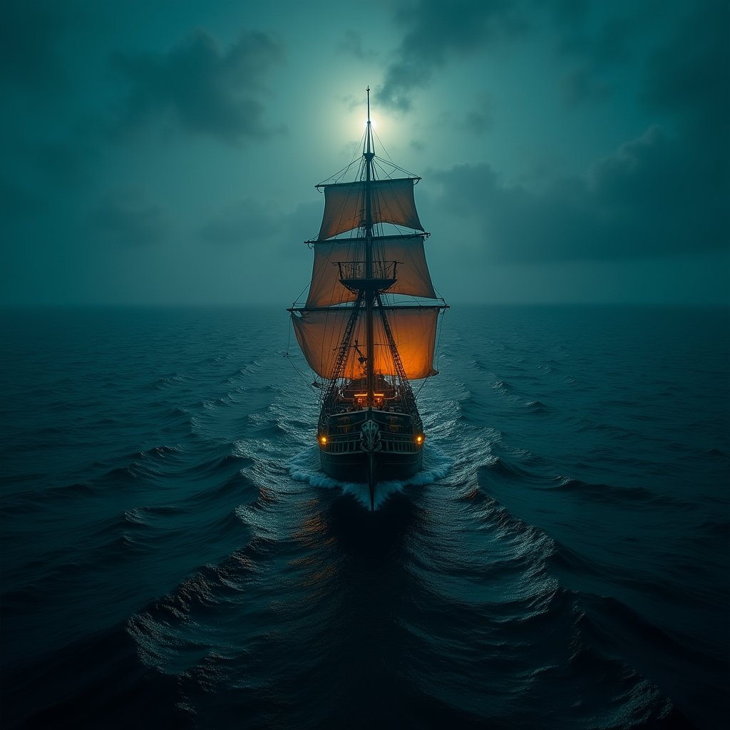 Galleon Under Silver Moon - History AI stock