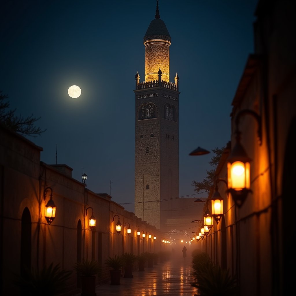 Koutoubia Lanterns at Ramadan - Islamic AI stock