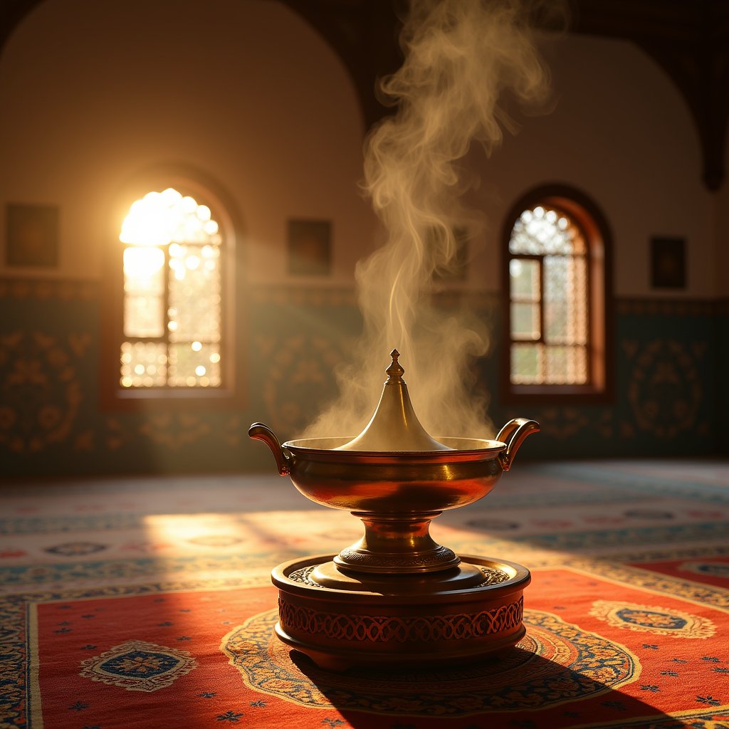 Frankincense Smoke in Zellige Light - Islamic AI stock
