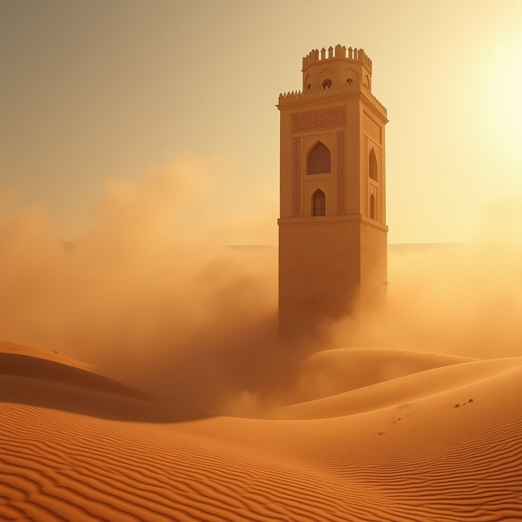 Sandstorm Wraps the Minaret