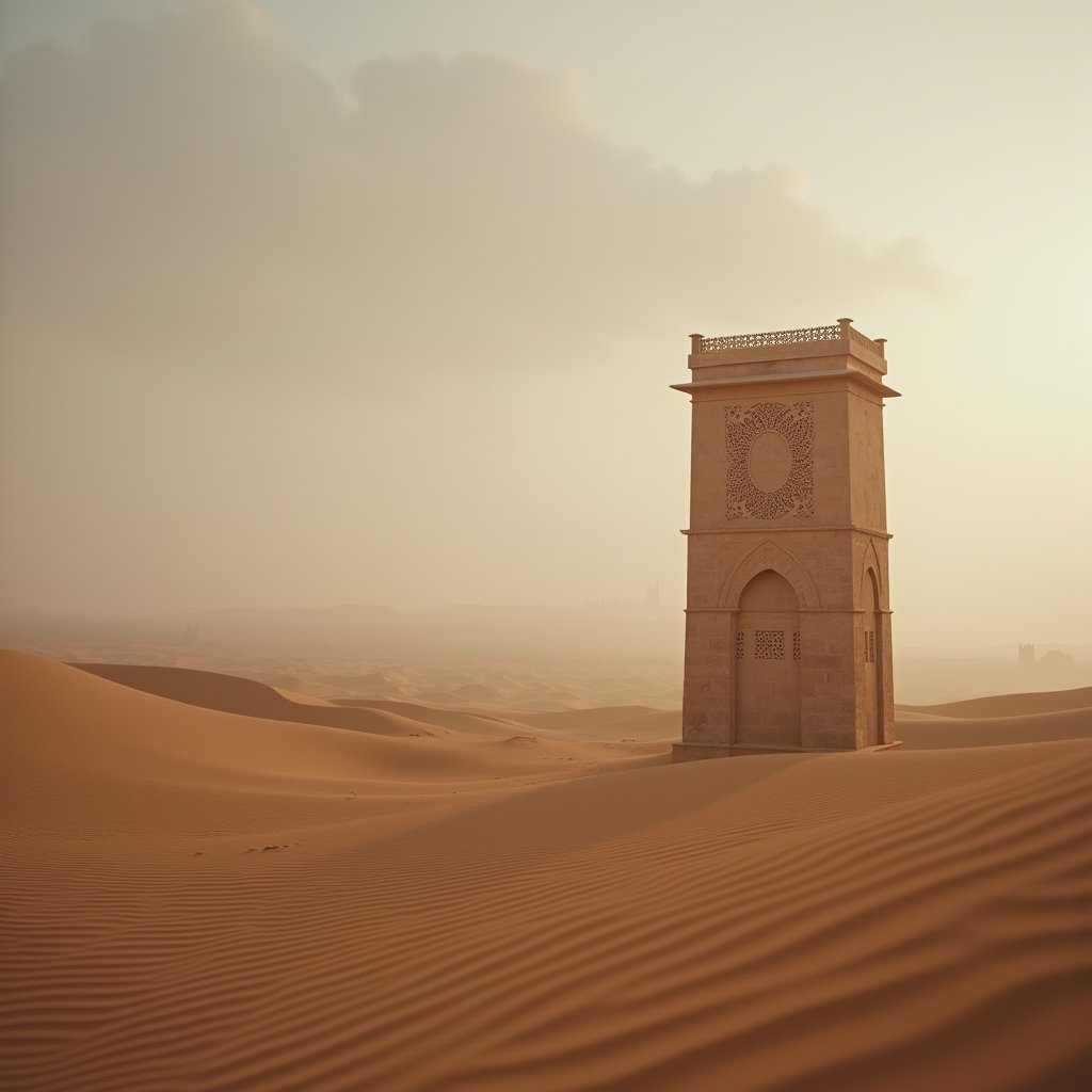 Minaret Silhouette on Dunes