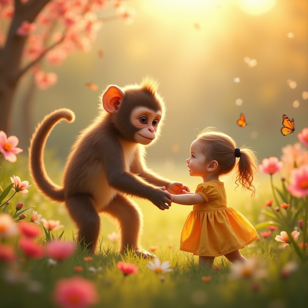 Joyful Dance in Bloom - Kids AI stock