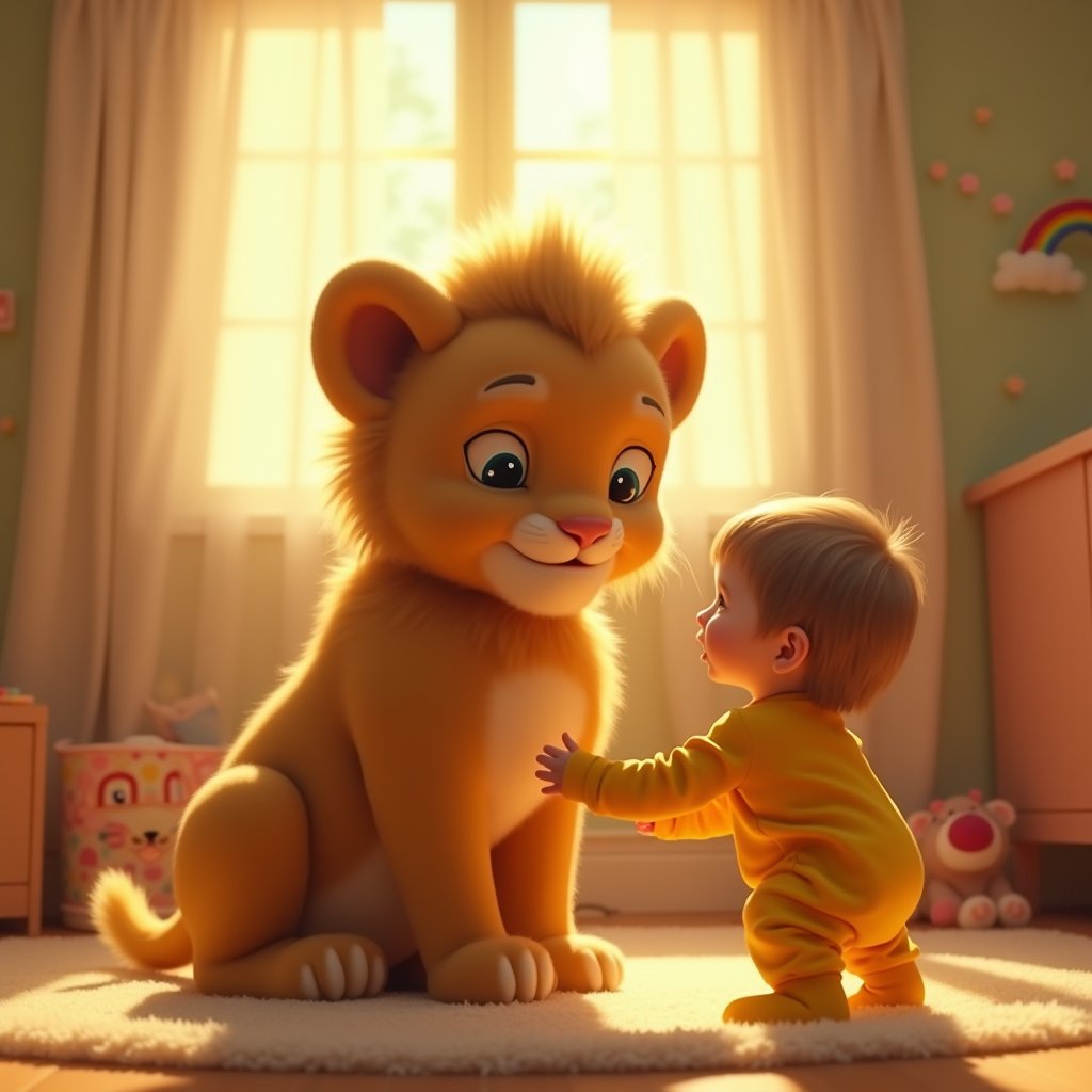 Sunshine Lion Cub Dance - Kids AI stock