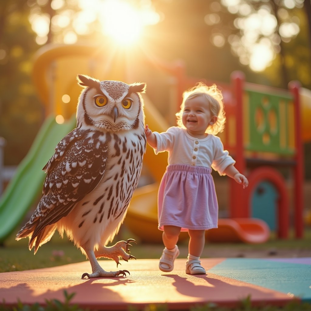 Owl and Toddler Dance - Kids AI stock