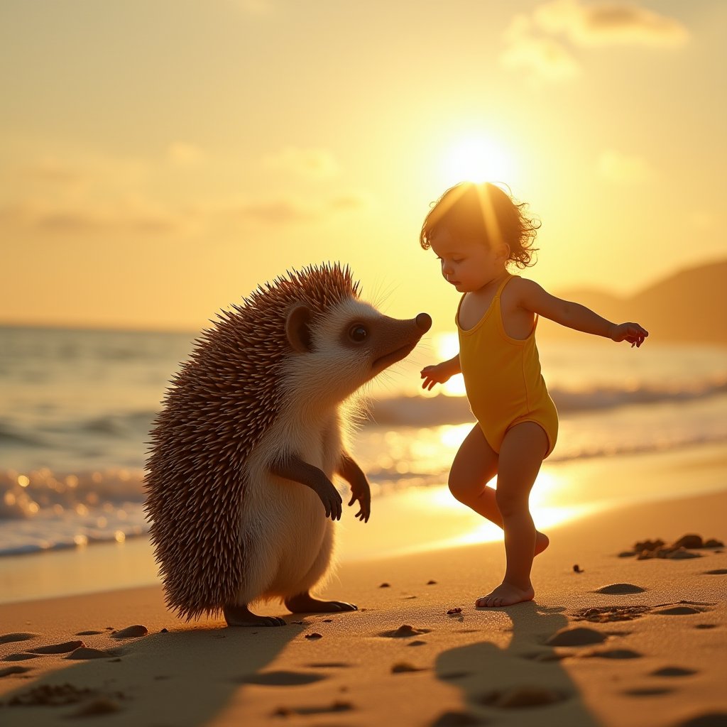 Sunset Beach Bonding - Kids AI stock