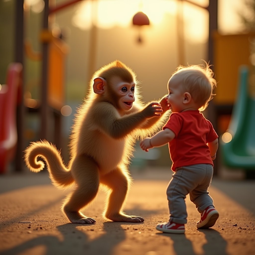Monkey Mischief at Playtime - Kids AI stock
