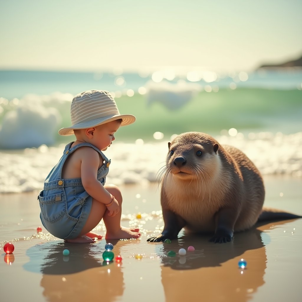 Marbles at the Tide Line - Kids AI stock