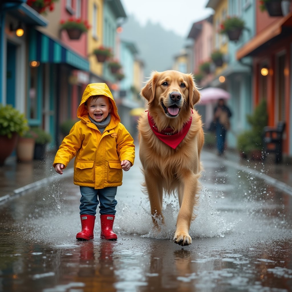 Puddle Dance with Golden Friend