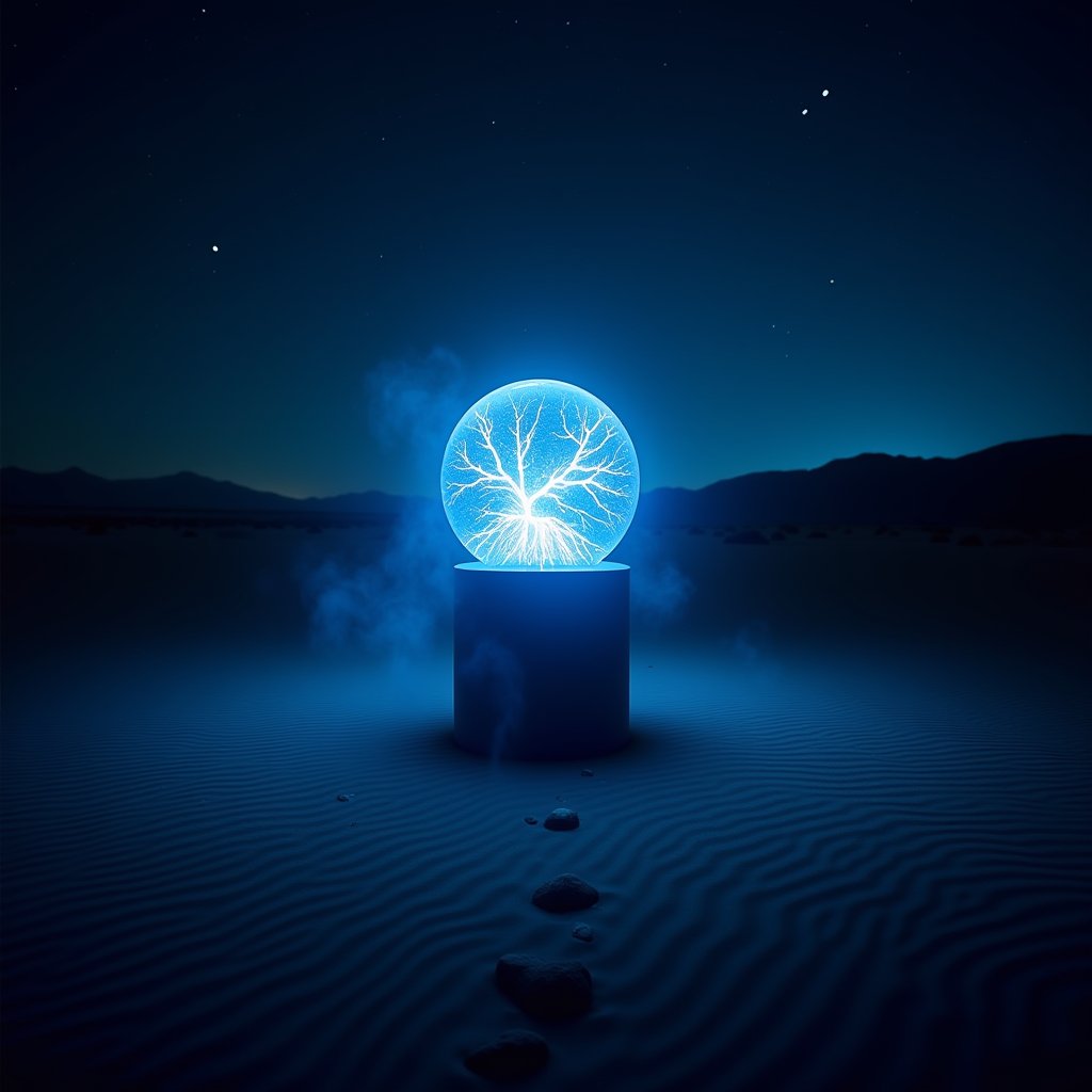 Electric Oasis in Desert Night - Lightning & Energy AI stock