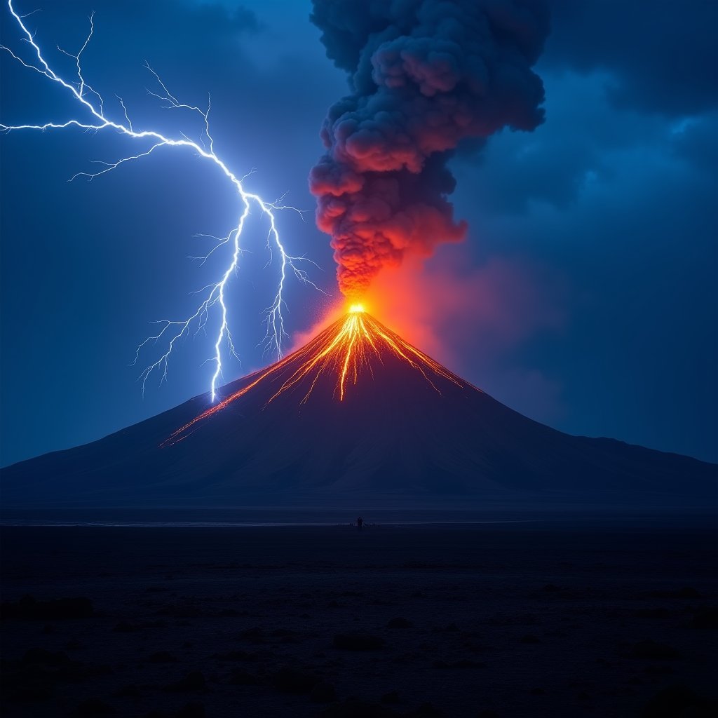 Volcanic Lightning at Twilight - Lightning & Energy AI stock