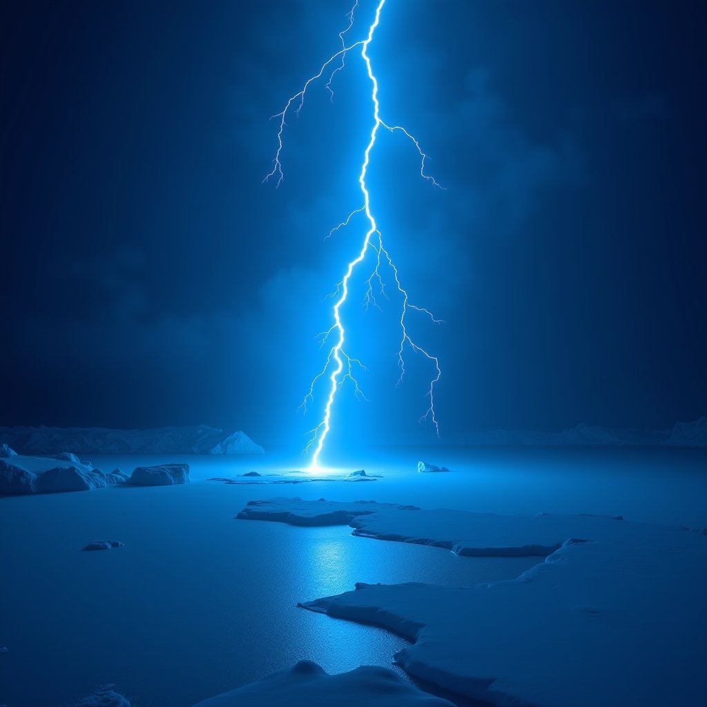 Blue Bolt Over Antarctic Ice - Lightning & Energy AI stock