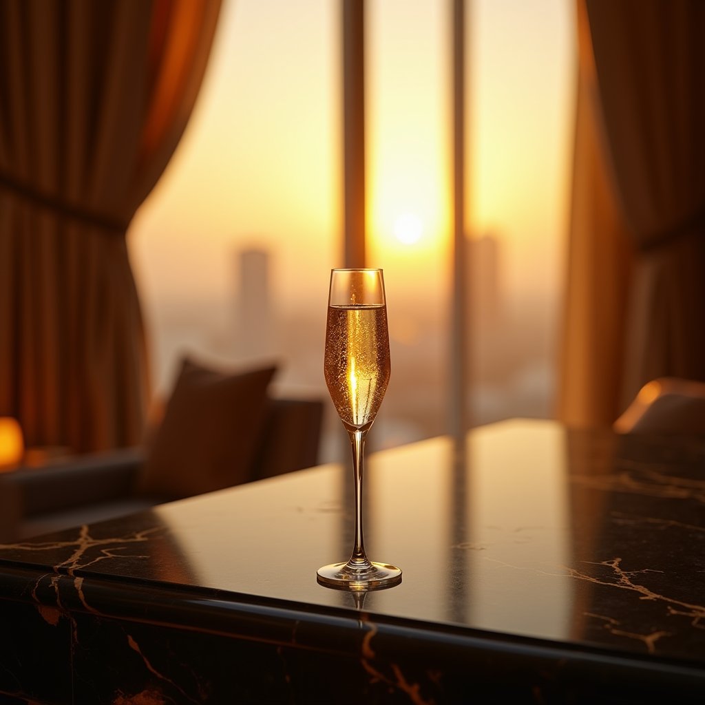 Golden Hour Toast - Luxury AI stock