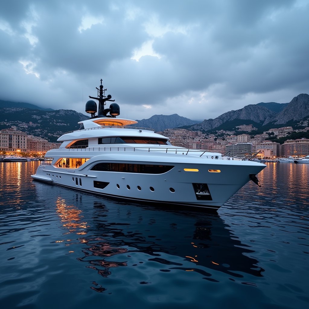 Monaco Harbour Twilight - Luxury AI stock