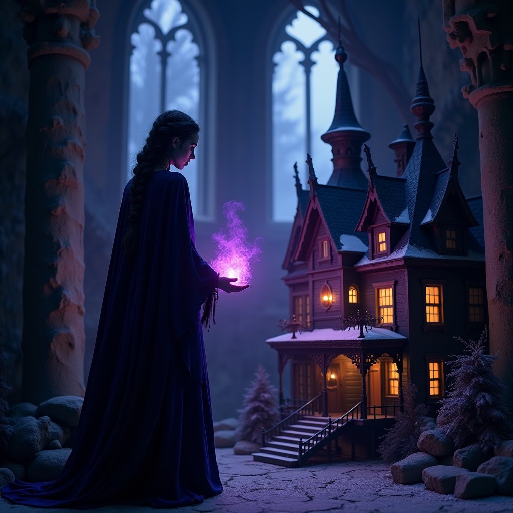 Violet Hex on Miniature Gables - Magic & Spells AI stock
