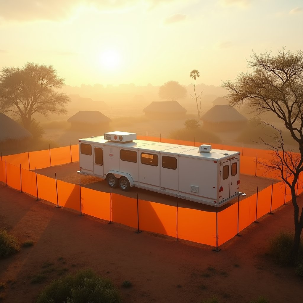 Quarantine Fence Encircles Village - Medical & Health AI stock