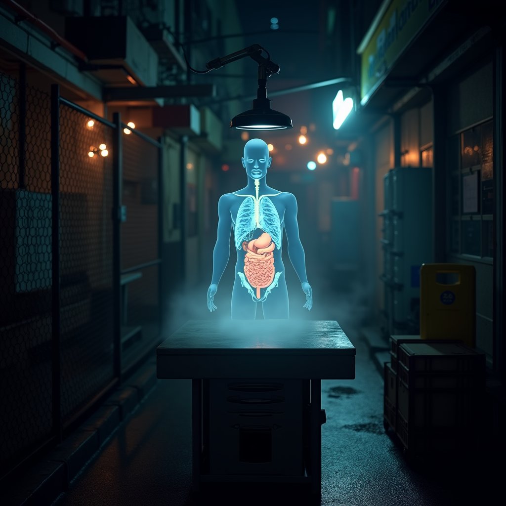 Holographic Torso in Alley Steam